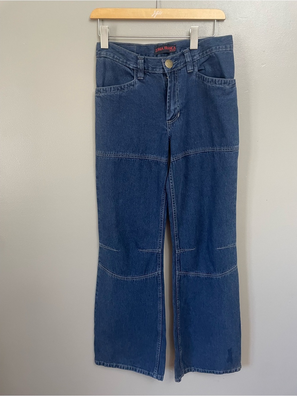 Vintage Zona Franca size 28 Dark Blue Wide-Leg Panel Jeans